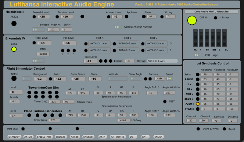 UI of custom max patch for installation @ Lufthansa