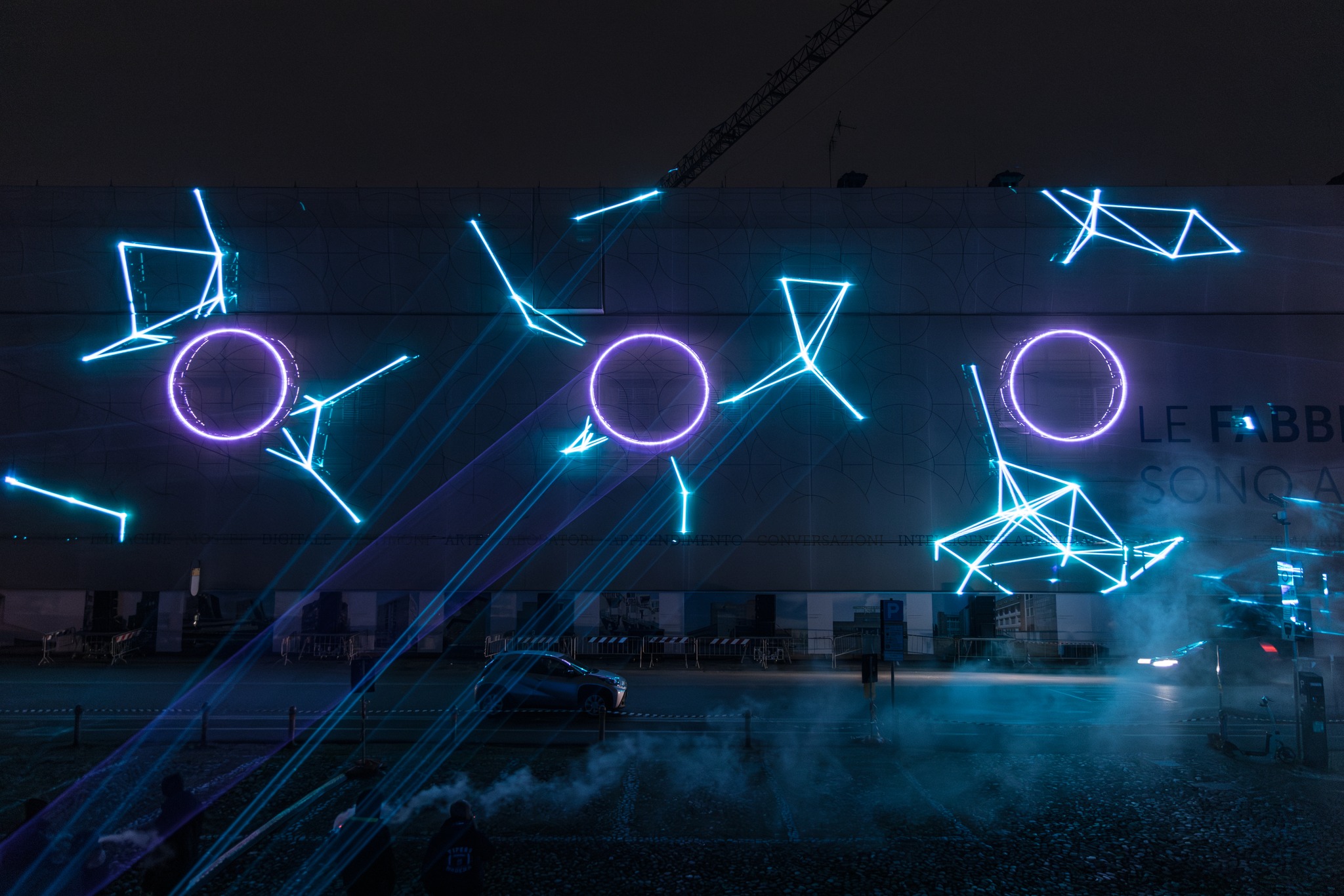 site specific Monolake laser AV show in Modena, NYE 2023