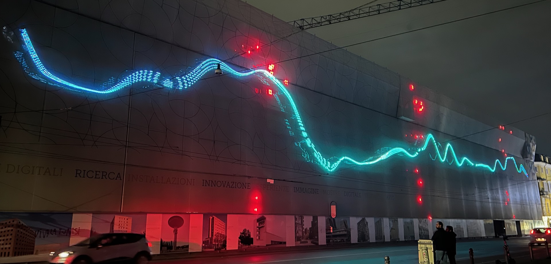 site specific Monolake laser AV show in Modena, NYE 2023